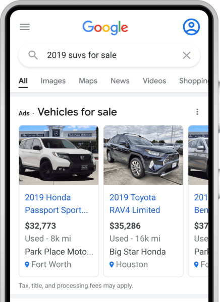 Vehicle Ads on Google